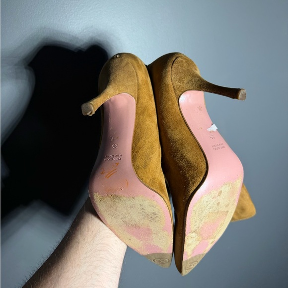 Escada Camel Suede Knee High Heeled Boots Size EU 39 - Picture 7 of 9